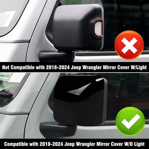 متوافق مع 2018-2024 Jeep Wrangler JL غلاف غطاء مرآة لبرنامج السائق اليسرى ، وغطاء مرآة LH الأسود LH بديل للاستبدال Wrangler JL ل 68361961AA in Kuwait