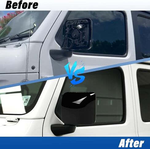 متوافق مع 2018-2024 Jeep Wrangler JL غلاف غطاء مرآة لبرنامج السائق اليسرى ، وغطاء مرآة LH الأسود LH بديل للاستبدال Wrangler JL ل 68361961AA in Kuwait