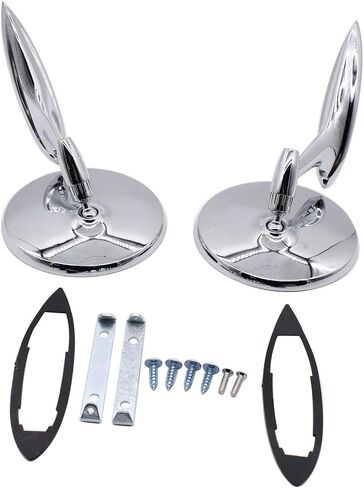 1 Pair Left Right Round Bowtie Outside Rearview Mirrors with Ribbed Base 654394765672 Fits for 1963-1964 Chevy Impala1963-1965 Chevy Corvair 1963-1964 Chevy II 1963-1964 Chevy Biscayne in Saudi Arabia