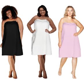 Plus Size Luxury Spa Wrap 1X-6X Bath Beauty Shower Towel Swim Cover Up Wrap Cotton Terry Velour with Snaps 1X 2X 3X 4X 5X 6X (Pretty Pink, 1X-2X)