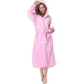 Rongtai Women Retbed Fleece Robe ، أردية طويلة أفخم للنساء مع رداء حمام دافئ ناعم