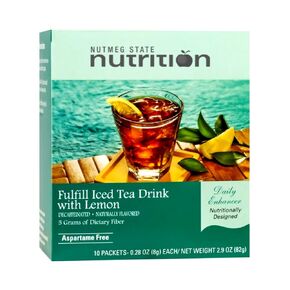Nutmeg State Nutrition - Fulfill High Fiber Drink Mix, Low Calorie, Fat Free, Decaffeinated, Sugar Free, Naturally Flavored, Protien, Aspartame Free, 10 Servings Per Box (Iced Tea w/ Lemon)