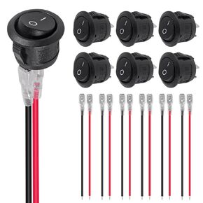 6PCS 12 Volt DC Mini Circle Toggle Switch ON Off Round Rocker Switches SPST 20mm Mini for Car Automotive RV 2 Pin Switch 120V Wired KCD1