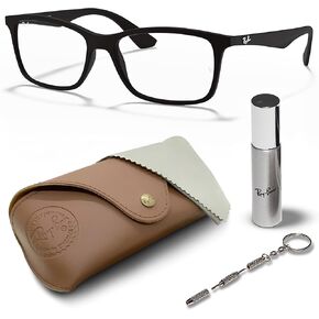 Ray-Ban RB7047 Square Shape Glasses With Eyewear Kit Bundle - Eyeglasses with High Bridge Fit - Women's Designer Glasses Frame with Clear Lenses