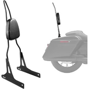 Vevor Potorcycle Backrest Sissy Bar ، متوافق مع Harley-Davidson Dana Street Glide Road Road King ، مسند ركاب قابل للفصل 29 بوصة ، للدراجات النارية ، الأسود