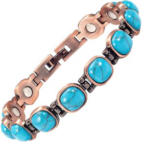 MagVIVACE Women Copper Magnetic Bracelet for Arthritis, Pure Copper Jewelry, Lymph Detox Bracelets with 3500 Gauss Magnet(C)
