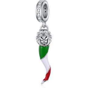 Italian Horn Charms 925 Sterling Silver Lion Italian Charm Cornicello Charm Italian Jewelry Gifts for Women Men