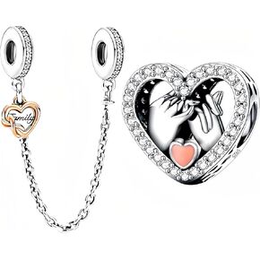 925 Sterling Silver Safety Chair Charm Flasty Fashion Love Heart Dangle Charm Endants Beads Farming for Bracelets and Necklace for Women Family Friends
