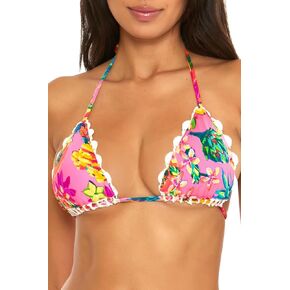 Women's Tropicana Reversible Triangle Bikini Top, Adjustable, Tie Back, Swimwear Separates