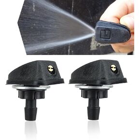 2 PCS Car Windshield Washer, 1.06" x 0.86" x 0.31" Wiper Fan Spray Nozzle Kit, Adjustable Spray Head Replacement Parts, Universal for Most Cars (Black)