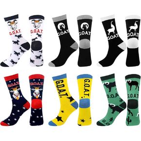 6 Pairs Goat Socks Adult Men's Novelty Socks Cotton Animal Goat Gifts for Men Women