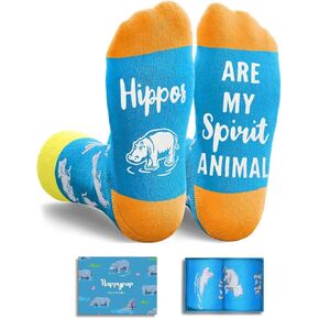 HAPPYPOP Hippo Gifts for Men Women - Hippo Socks Hippopotamus Socks Animal Lover Gifts