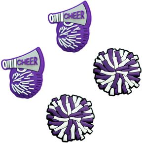 Purple Cheerleading Shoe Charms - Sport-Themed Decoration Charms Gift for Boys Kids Teens and Adults - Set of 4