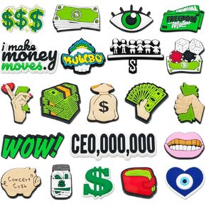 Money-Themed Croc Charms - 21 PCS Pack Perfect for Shoe Decoration Charms, Fun and Unique Accessories