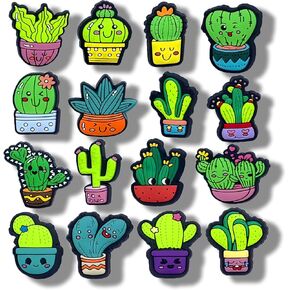 16PCS Cactus Shoe Charms, Shoe Decoration Party Gifts for Boys Girls Kids Women, Men