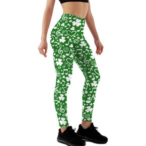 طماق عيد القديس باتريك للسيدات الأيرلندية الخضراء شامروك طبع لباس ضيق عالي الخصر سراويل اليوغا in Kuwait