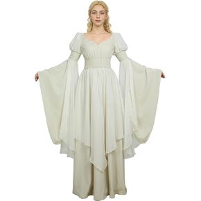 Medieval Renaissance Dress Fairy Elf Dress Retro Cinched Waist Medieval Costume