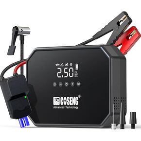 J22 3500A Portable Jump Starter with Air Compressor, 150PSI Tire Inflator, 12V Car Battery Booster (All Gas & up to 6.0L Diesel Engines), Smart Jumper Cables, 3-Mode Emergency Flashlight