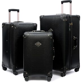 3 Piece Large Capacity Vintage Luggage Set With TSA Lock, Luxury Vintage Style Maletas De Viaje, for Men And Women Carry On Luggage Set，Black