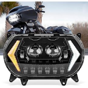 Road Glide LED Headlight, Front Head light Headlamp with High/Low Beam DRL Turn Signal Light Compatible with Har-ley Davidson Road Glide 2015-2024 Headlight Replacement Accessories
