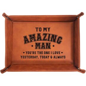 Gifts for Husband from Wife, Birthday Gifts for Husband Dad, Fathers Day Tray Gift for Husband, PU Leather Tray for Men, Wedding for Him, Sentimental Gifts for Husband Lover