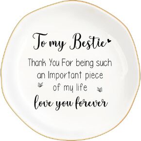 Birthday Gifts for Women Best Friend, to My Sister Jewelry Dish Trinket Tray, Unique Ceramic Ring Jewelry Tray Friendship Gifts for Sister Christmas Valentines Mother's Day (To My Bestie)