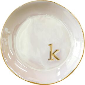 COLLECTIVE HOME - Iridescent Jewelry Tray, 4.75-Inch Personalized Lowercase Embossed Lettering, Lustrous Multicolored Finish, Unique Alphabet Trays for Stylish Décor and Gifts (j)