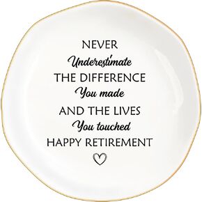 Retirement Ceramic Ring Jewelry Tray Gifts for Women, Thank You Appreciation gifts for Teacher Nurse, Going Away Gift Retirement Gift for Coworker Boss (Retirement)