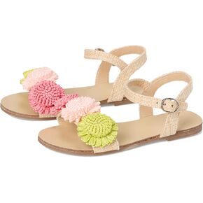 Janie and Jack Girl's Straw Flowered Sandal (Toddler/Little Big Kid) Flat