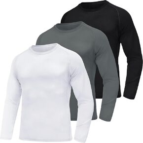 3-5 Pack Shirts for Men Long Sleeve Shirt Wicking Sun Tee Shirts UV Protection T-Shirt for Casual Fishing Hiking Swim