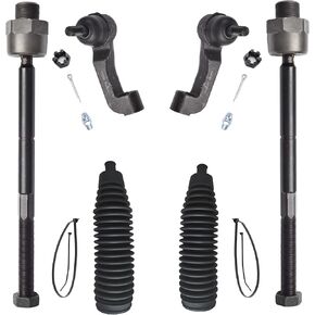 6pcs Front Steering Kit Tie Rod End Inner and Outer and Boots for Jeep Liberty 2002-2005
