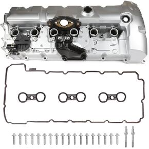 Aluminum Engine Valve Cover Kit Compatible with 2007-2013 BMW 128i 328i 528i xDrive 528xi X3 X5 Z4 N51 N52 2.5L 3.0L Replace 11127552281