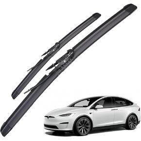 Wiper Blades Replacement for Tesla Model X 2015-2024 with Integrated Washing, 28"+18" Original Factory Quality Silicone Windshield Wiper Blades Set, Top Lock