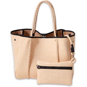 Large Neoprene Tote Bag for Women - Everyday Designer Handbag for Travel Work and Beach with Pockets and Zipper Pouch in Kuwait