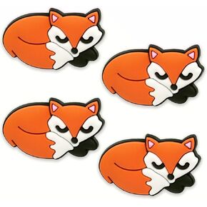 Fox Shoe Charms ;Cute Fox Charms for Clog Shoes Decoration Cute Animal Shoes Charm for Kids Adults Animal Lover, PVC Shoe Charm Accessories Decoration Gifts 4 Pcs