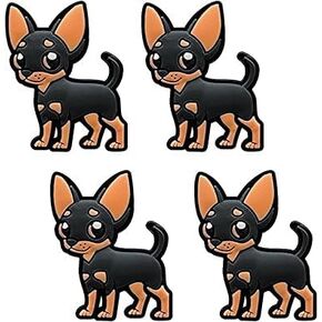 Black Chihuahua Dog Shoe Charms;Black Chihuahua Charms for Clog Shoes Decoration Cute Puppy Pet Shoes Charm for Kids Adults Dog Lover, PVC Shoe Charm Accessories Decoration Gifts 4 Pcs