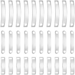 UNICRAFTALE 30Pcs 3 Sizes Shoelace Blanks Stainless Steel Shoe Decoration Tags Curved Rectangle Customized Nameplate Words Shoe Buckles Shoelace Decoration Blanks Pendant