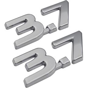 Chrome 3.7 Fender Side Boot Emblem Badge Decal for Infiniti Q50 QX70 2014 2015 2016 (Black x2)