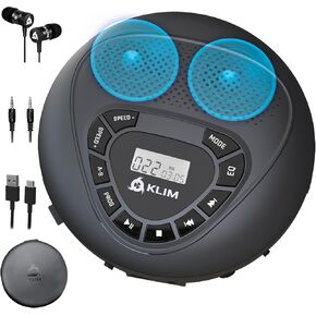 مكبر صوت KLIM + مشغل أقراص مضغوطة بلوتوث مع مكبرات صوت + جديد 2024 + Discman + بطارية قابلة للشحن + مشغل أقراص مضغوطة محمول مع سماعات رأس + مشغل أقراص مضغوطة محمول + بطاقة SD + AUX + مثالي للسيارة والمنزل in Kuwait
