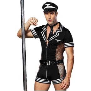 زي شرطي للرجال من Bluespace Sexy Cop Cosplay مجموعة ملعب الأدوار الأزياء للملابس الداخلية لحفلة عيد الهالوين