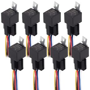 8 Pack 12V Switch Relay Switch 30A/40A SPDT 5 PIN 12AWG HARNESS SOCKETS BLUATION FUSE CAR RELAY RELAY REARLAIN