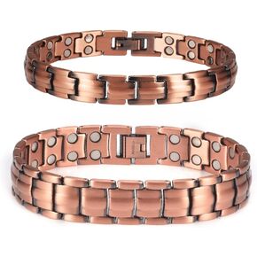 Wollet 2 PCS أساور مغناطيسية للنحاس للنساء للنساء ، أساور مغناطيس بين المغناطيسات ، هدية مجوهرات قابلة للتعديل