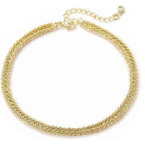18k Real Gold Plated Anklet for Women Summer Beach Jewelry Gift Adjustable Boho Delicate Dainty Ankle Bracelet Hypoallergenic Waterproof Trendy Anklet for Her