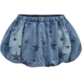 Verdusa Women's Y2K Star Print Denim Skirt Skirk A Line Line Mini Bubble Virts