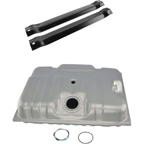 TRQ Rear Fuel Tank & Strap Kit Fuel Tank Strap Gas Fuel Tank Compatible with 1987-1989 Ford F-150 F-250 F-350