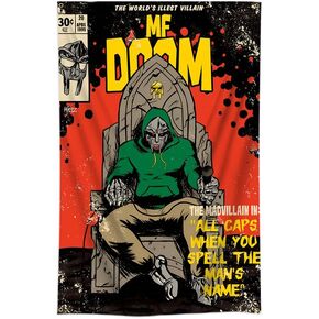 Konern 40x60in MF DOOM Tapestry madvillain Flag Polyester Album Cover Wall Hanging Art Tapestry