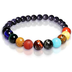 Solar System Bracelet The Eight Planets Guardian Star Beaded Bracelet Universe Galaxy Bangle Jewelry Natural Stone Beads Bracelet Gifts for Women Men Birthday Holiday Gifts