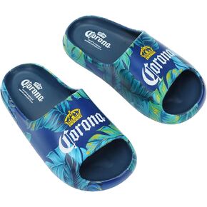Bioworld Corona Palm Leaf Logos Men's Blue Single Molded Slide Sandals