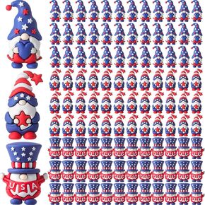 30 Pcs 4th of July Mini Patriotic Gnomes Figurines Small Gnomes Figures Tiny Miniatures Statue Decor America Independence Day Veterans Memorial Day Mini Gifts Bulk Home Office Decoration