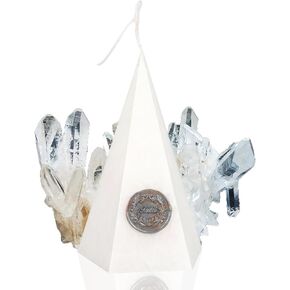 Tonttu Pyramid Crystal Candle-Gemstone Candles ذات الطاقة العالية للطاقة والغموض | الحماية الروحية للحماية الروحية الشمع النخيل المعطرة-20 ساعة حرق (أبيض نقي)
